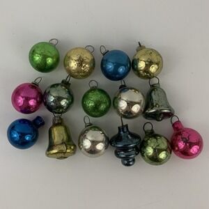 Vintage Miniature 1" Mercury Glass Bulbs Christmas Tree Ornaments 15 ct Japan